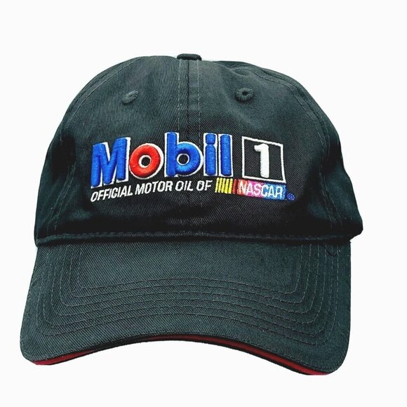 Mobil 1 Official Motor Oil NASCAR VTG 00s Embroidered baseball Cap Trackside Hat - Picture 1 of 7